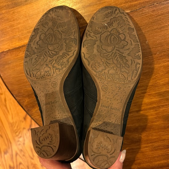 Josef Seibel Bonnie Ankle Boot 39 8 1/2 Booties Black Leather 3” Chunky Heel - Picture 10 of 14